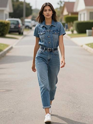Denim Street Style: Casual Suburban Pause