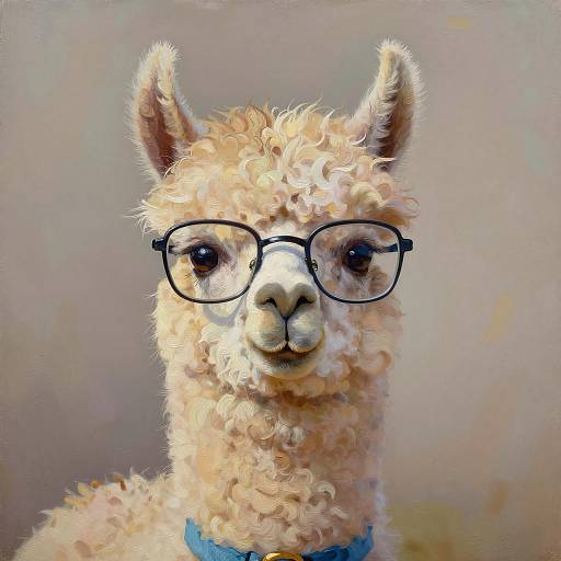 Whimsical Llama Portrait with Glasses