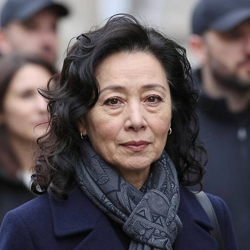 Middle-aged Woman with Curly Hair and Blue Coat