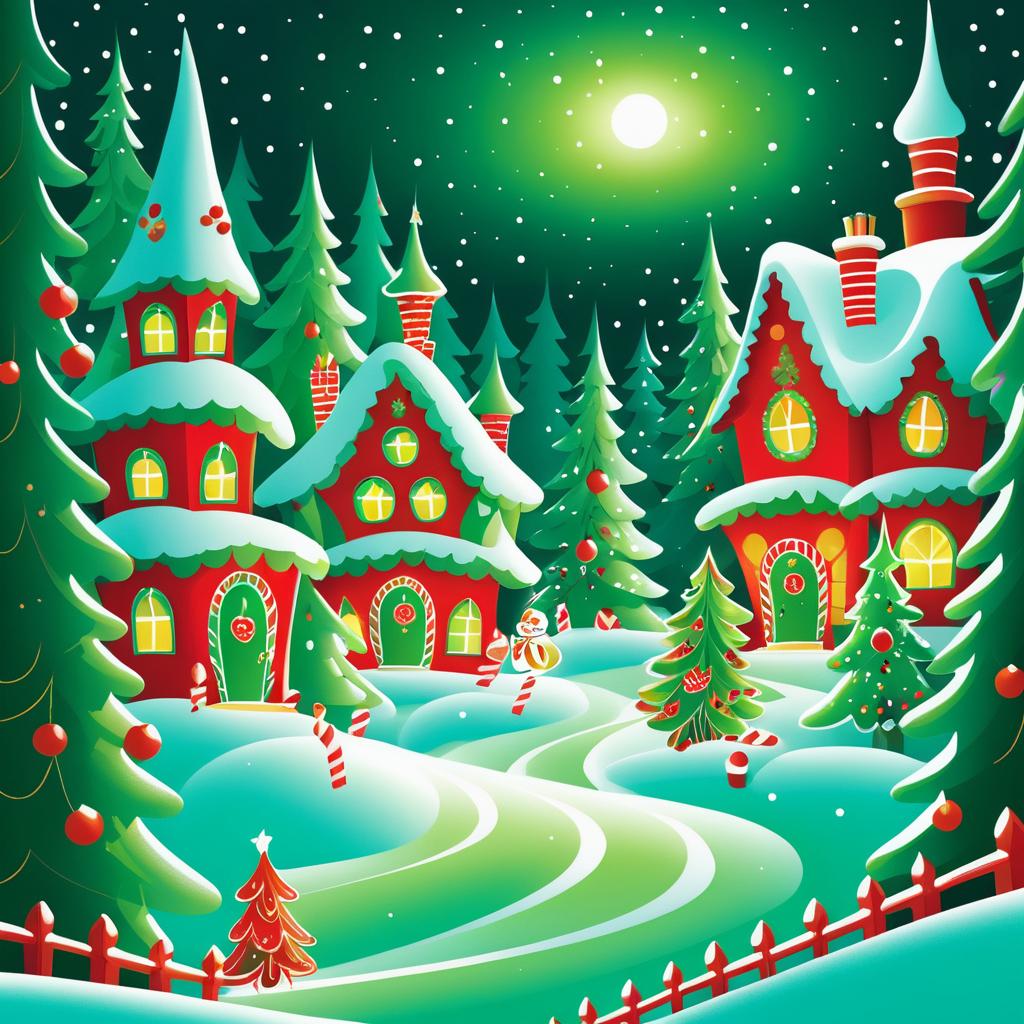 Whimsical Holiday Enchanted Forest Illustration