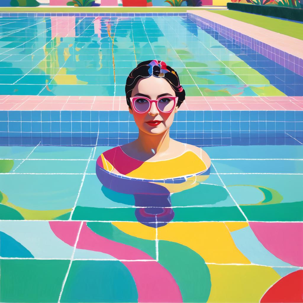 Woman in a Pool Inspired by Hockney