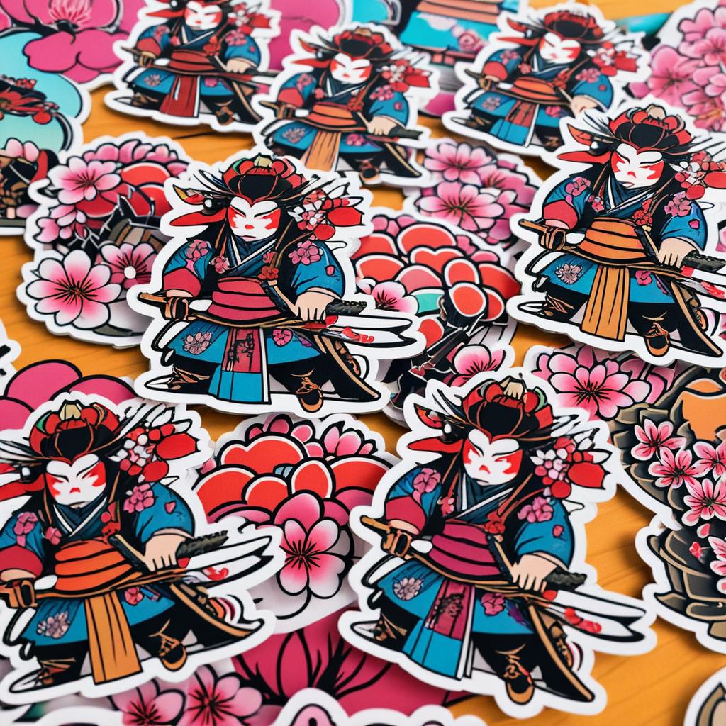 Vibrant Samurai Tattoo Sticker Pack