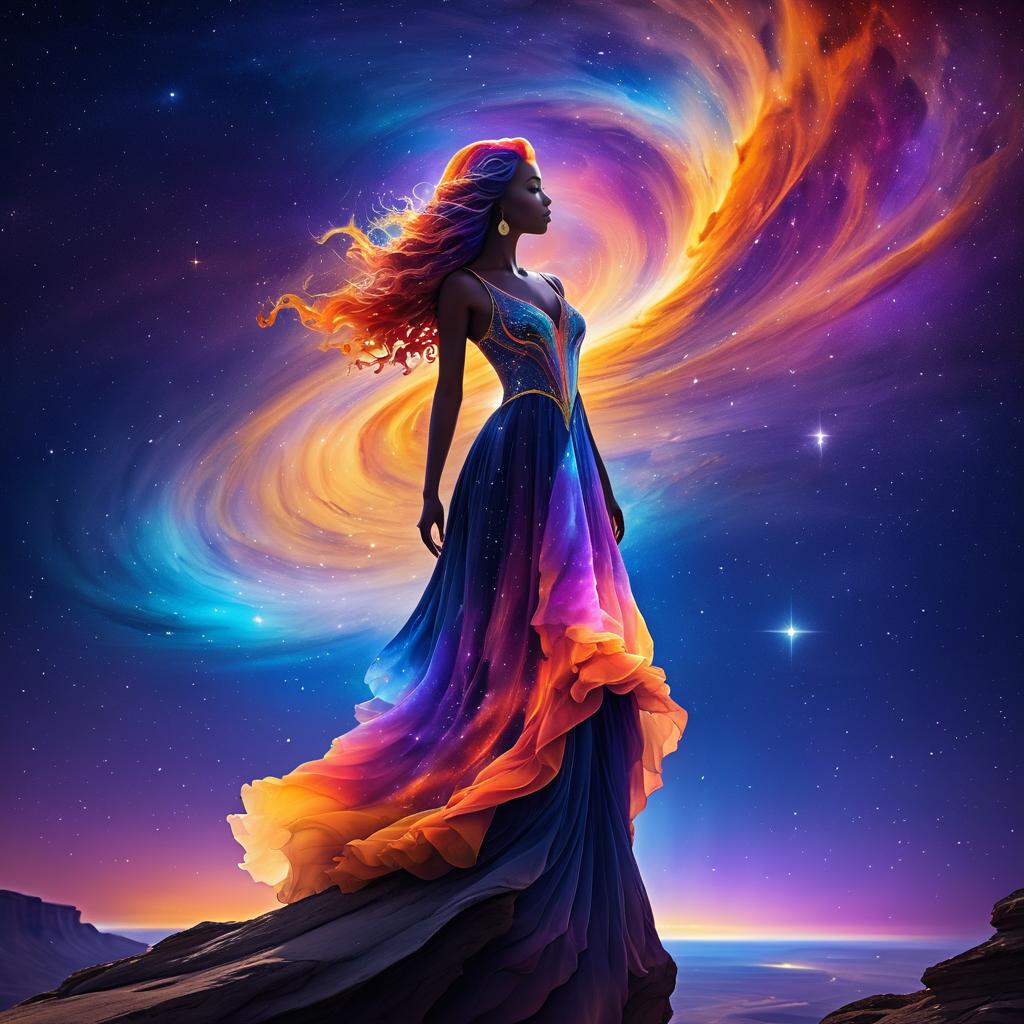 Celestial Woman Amidst Nebula Splendor