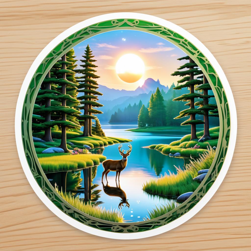 Serene Deer Sticker in Stereoscopic Style