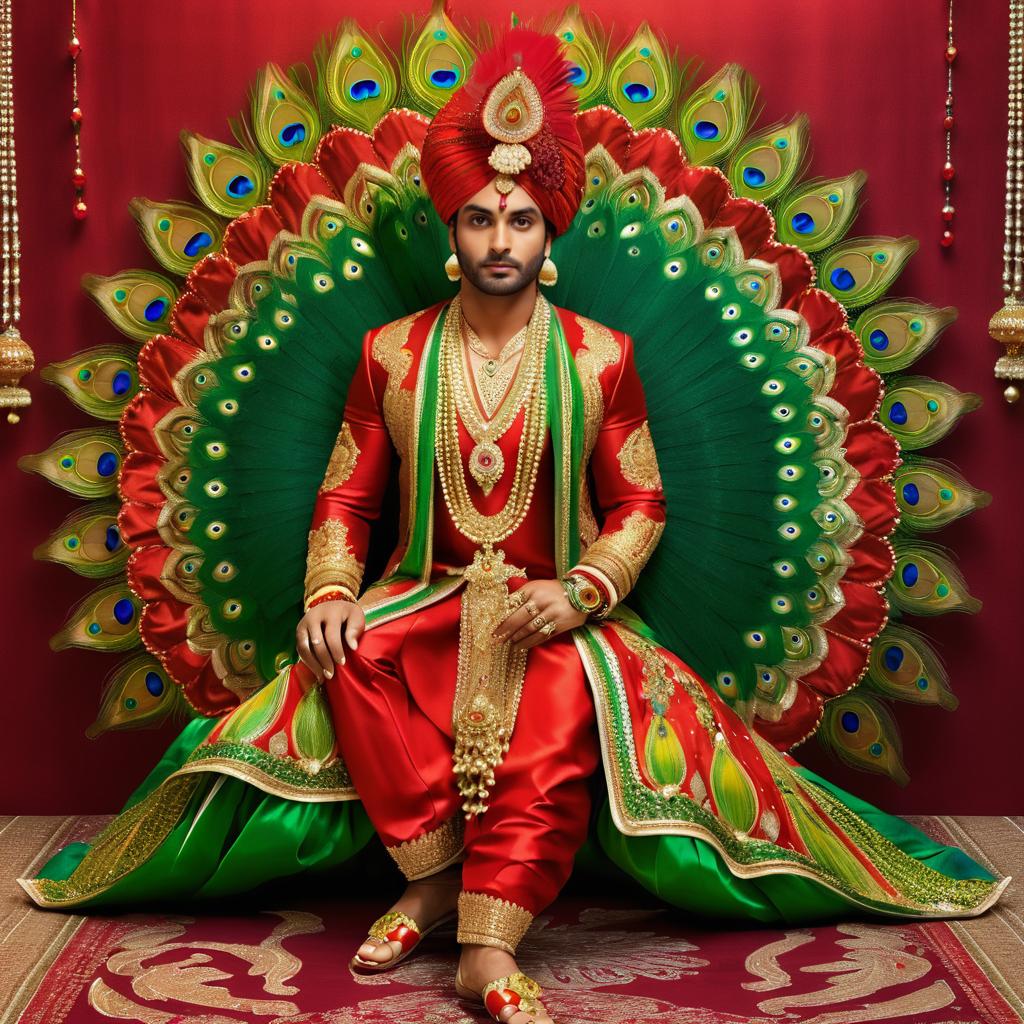 Vibrant Peacock in Traditional Indian Attire