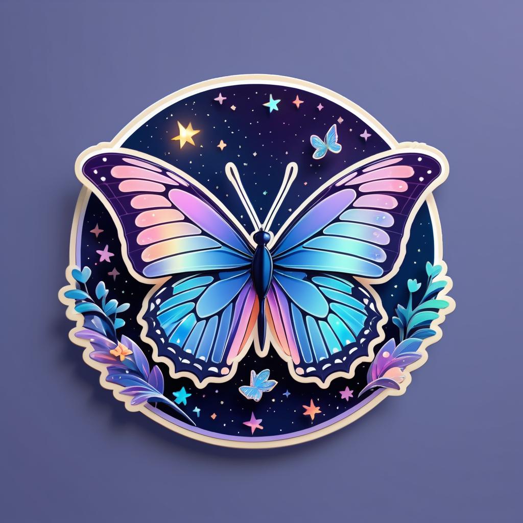 Vibrant Butterfly Night Sky Sticker Art