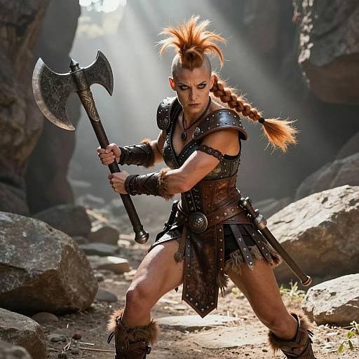 Fierce Female Dwarf Barbarian Warrior