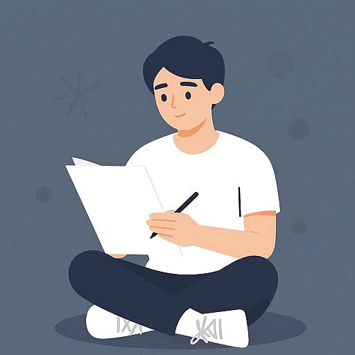 Minimalist Student Writing Illustration