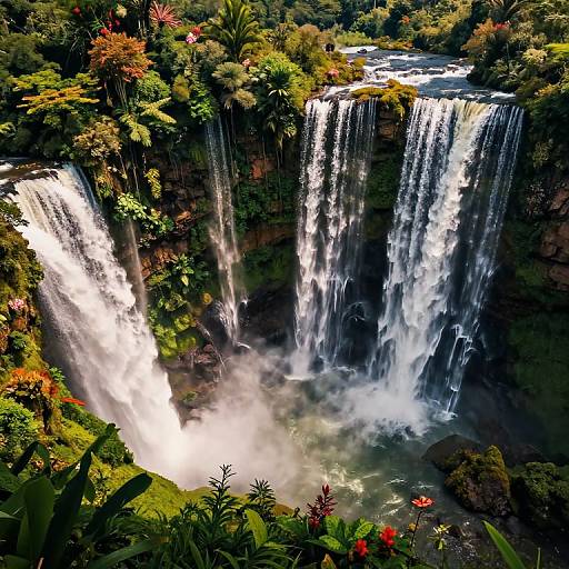 Overhead View of Rainforest Waterfall