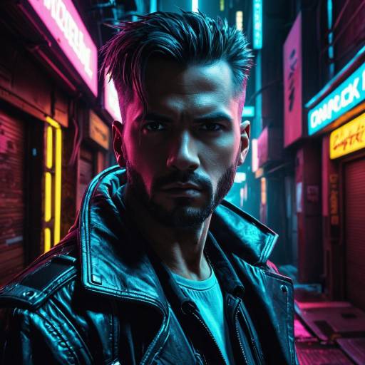 Intense Cyberpunk Portrait in Neon Alley