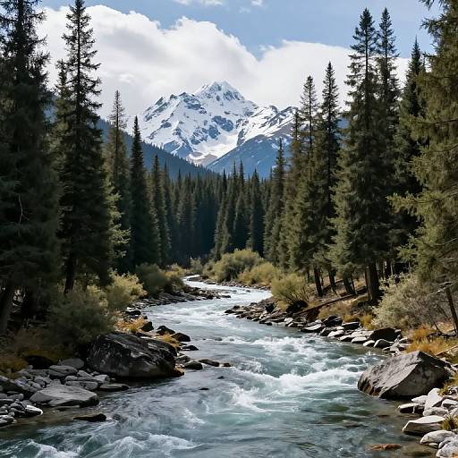 Serene River in Majestic Forest Landscape