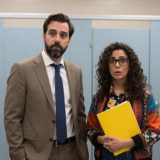 Surprised Couple in Bathroom Stall Area