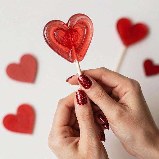 Valentine Red Glitter Nail Art