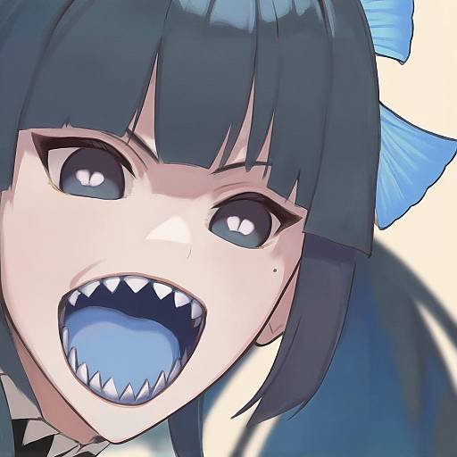 Illustration of Artemis of the blue, atelier live in the style of Hidari (left side)