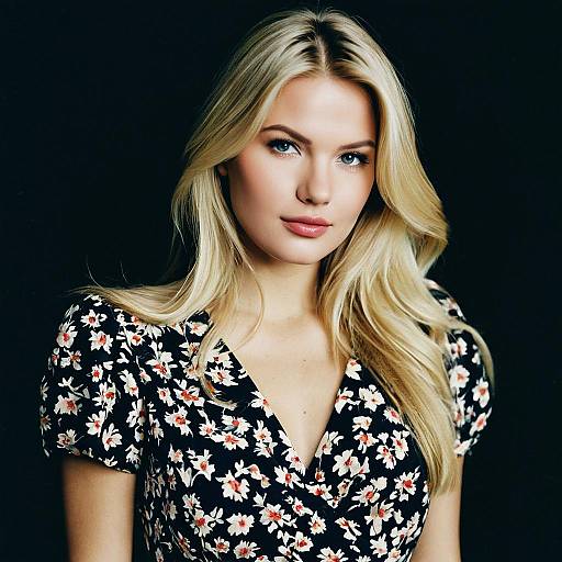 Blonde Woman in Floral Dress
