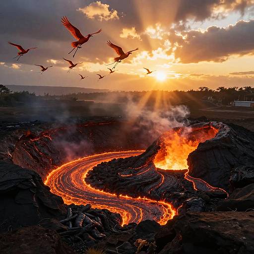 Epic Sunset Over Volcanic Crater