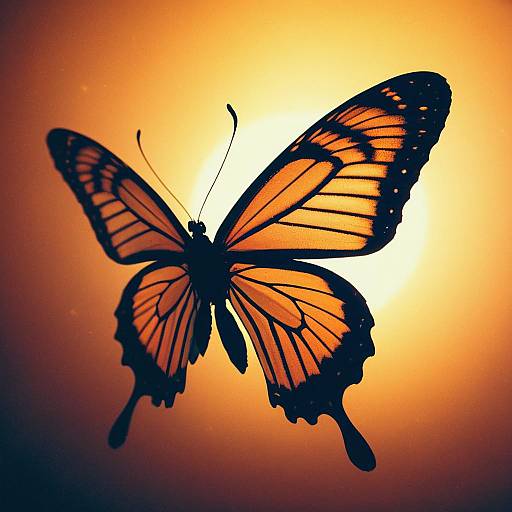 Iridescent Butterfly Silhouette with Glowing Aura
