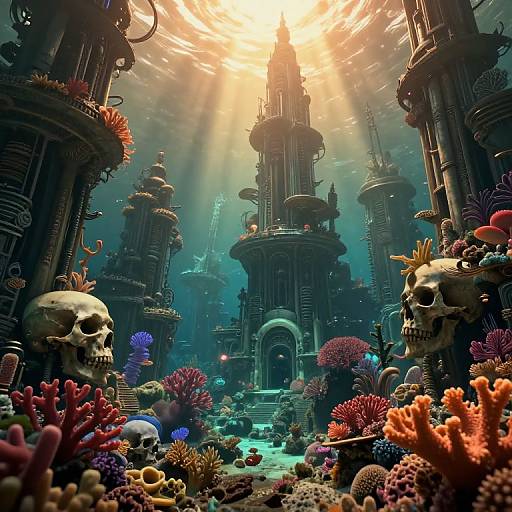 Enigmatic Cityscape Underwater Metamorphosis