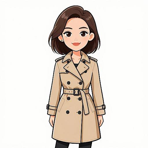 Smiling Woman in Classic Beige Trench Coat