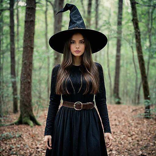 Enchanting Witch in a Forest Dress