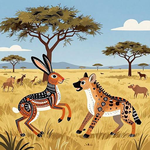 African Folk Art: Hare and Hyena