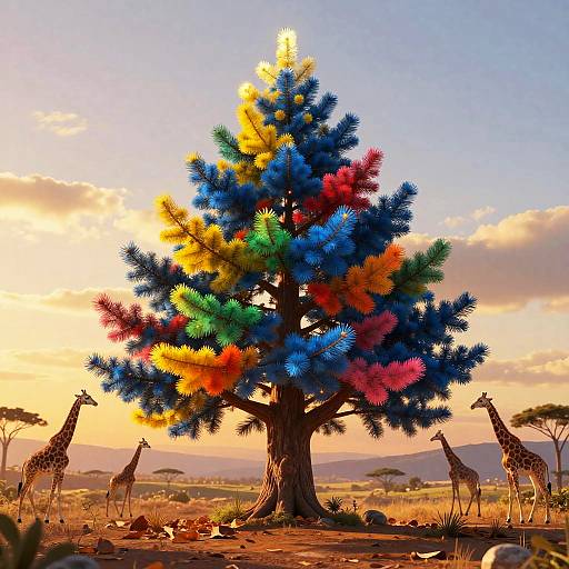 Vibrant Mystical Blue Spruce Scene