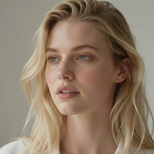 Portrait of Blonde Woman with Wavy Hair