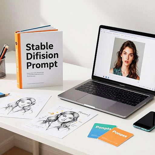 Creative Workspace with AI Art Setup