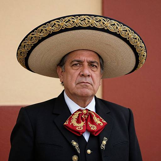 Middle-Aged Man in Ornate Mexican Sombrero