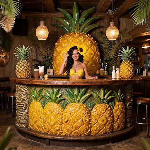 Whimsical Pineapple Tiki Bar Scene