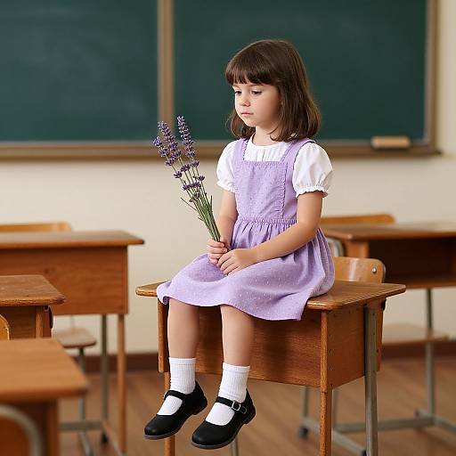 Child in Lavender Matilda Outfit