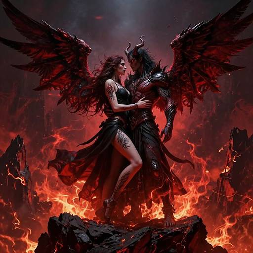 Dark Fantasy Demon Lord and Fallen Angel
