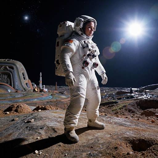 Futuristic Woman Astronaut on Alien Planet