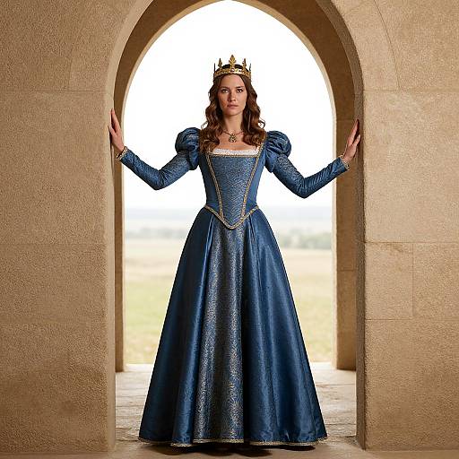 Elegant Medieval Woman in Archway