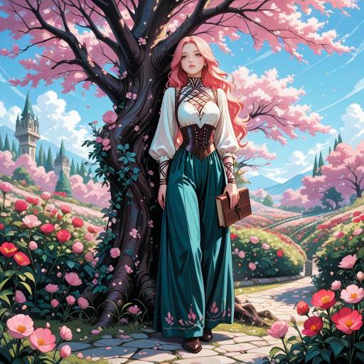 Serene Spirit in a Floral Oasis