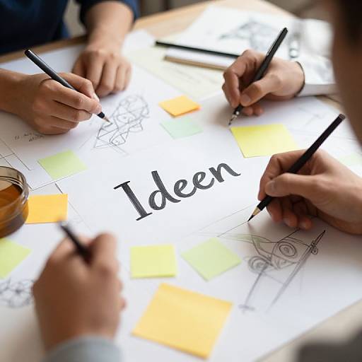 Photograph of four hands writing 