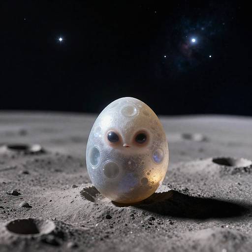 Alien Hatchling Emerging on Moon