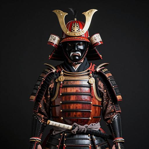 Mysterious Samurai in Black Armor