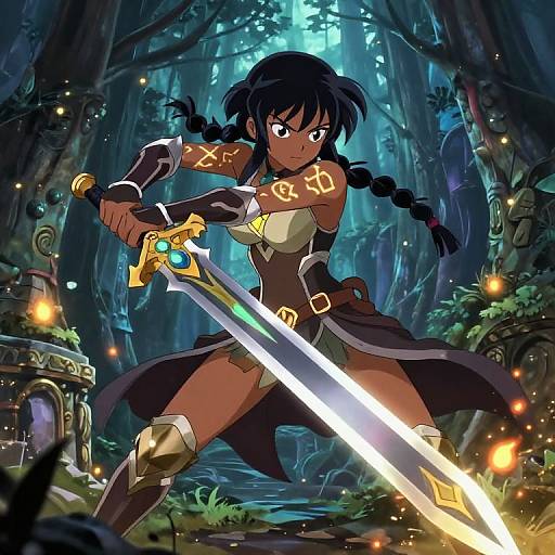 Anime Brown Skin Girl in Fantasy Armor