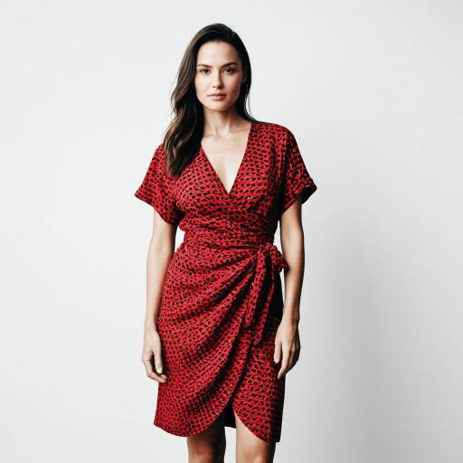 Confident Woman in Red Wrap Dress