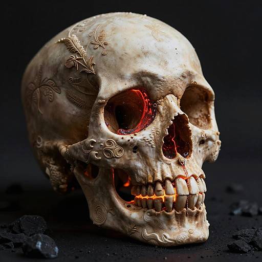Hyper-Realistic Lava Skull Detail