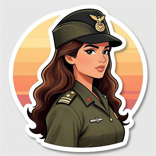 Detailed Marine Officer Sticker Illustration