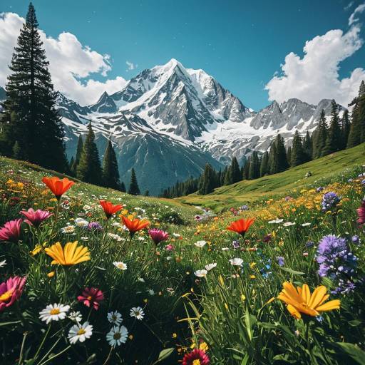 Tranquil Disney-Inspired Mountain Meadow Scene