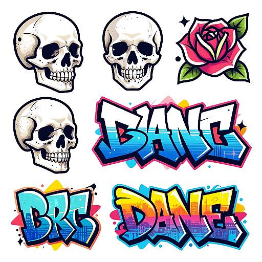 Modern Graffiti Tattoo Outline Art