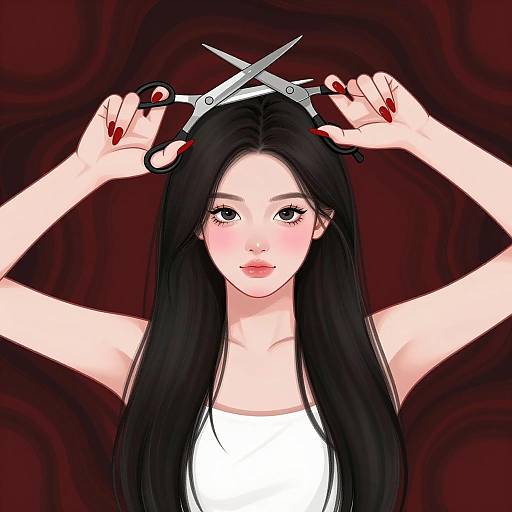 Digital Illustration of Woman Holding Scissors