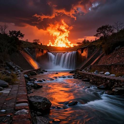 Gravity-Defying River to Fiery Horizon