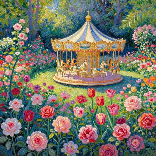 Neo-Impressionist Aerial Garden Carousel