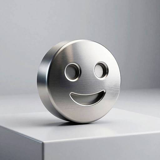 Photorealistic Titanium Robot Face Emoji