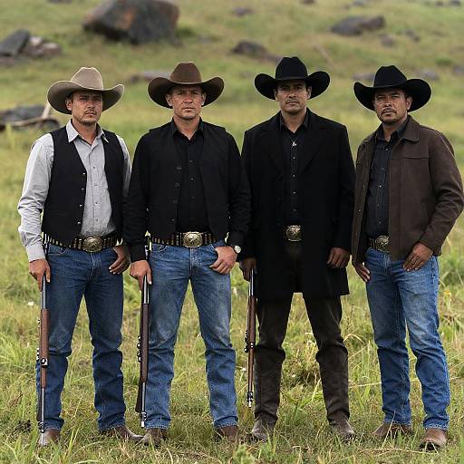 Cowboys in a Grassy Field