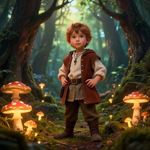 Confident Dwarf Boy in Mystical Forest
